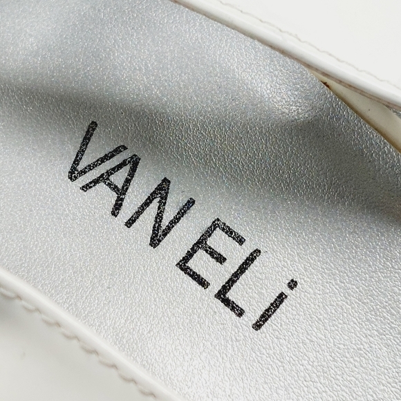 New VanEli Women's White Faux Patent Leather 2" Heel Sandals T662 - Picture 9 of 13